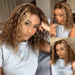 Nadula Bye Bye Knots Wig X Honey Blonde Water Wave Invisible Knots Highlights Wig Put