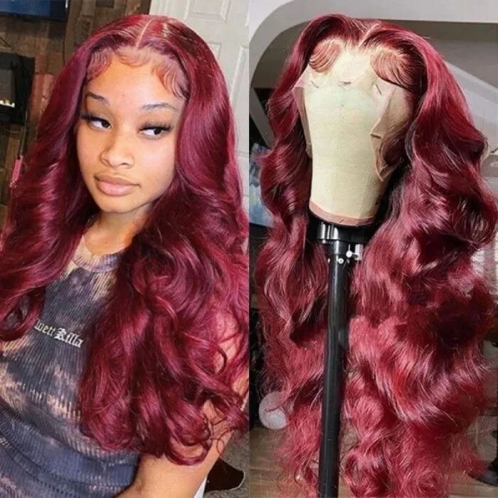 Nadula 13X4 Lace Front 99J Burgundy Red Wig Body Wave Human Hair Wigs For Woman