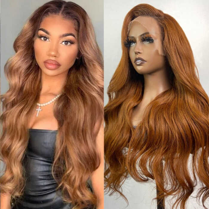 Nadula Flash Sale Ginger Spice Brown Body Wave 13x4 Lace Frontal Wig Pre-plucked Wigs