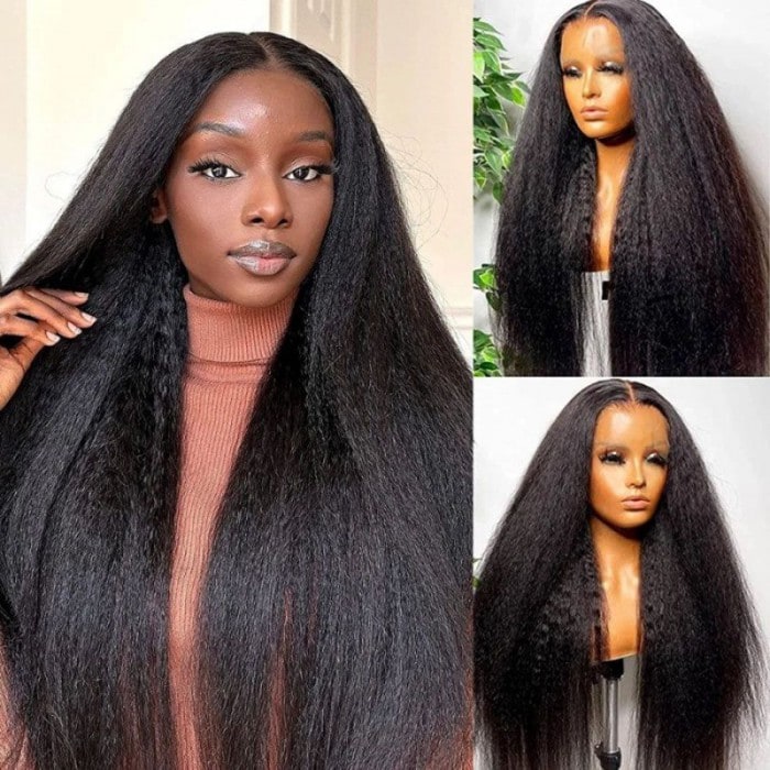 Nadula Flash Deal 4C Kinky Straight 4x0.75 Lace Part Wigs with Pre Plucked Hairline