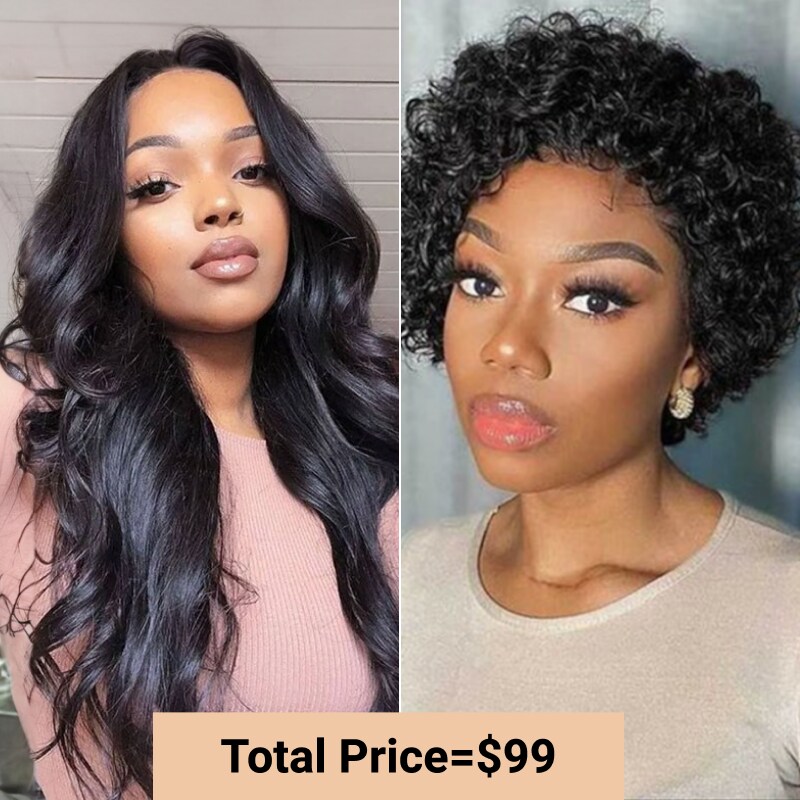 $99=2 Wigs | Nadula Flash Sale 16 Inch U Part Body Wave Wig And Afro Short Curly Wig