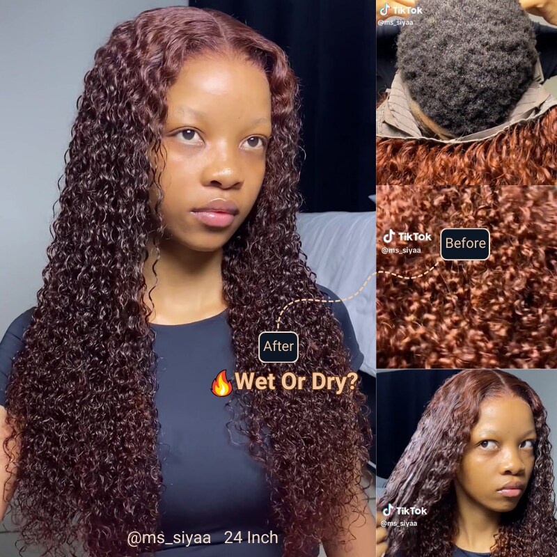 Ms_siyaa Same Wig | Nadula Pre-Cut Lace Wig Put on and Go Reddish Brown Color Jerry Curly Wig Pre Plucked