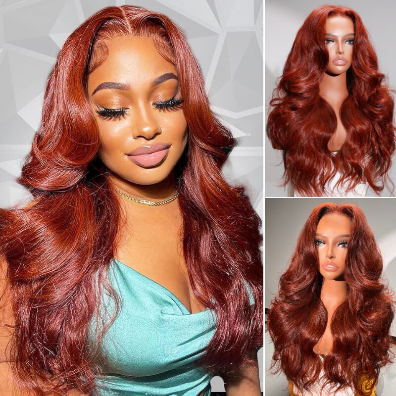 Nadula 13x4 Lace Frontal Reddish Brown Colored Body Wave Human Hair Wig With Baby Hair