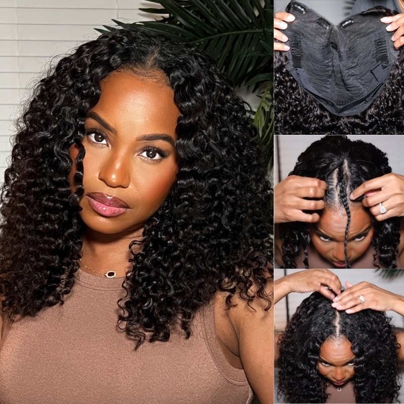 Price Dropped | Nadula Beginner Friendly V Part Wig Glueless Jerry Curly Small Cap 150% Density Wigs No Sew In No Gel
