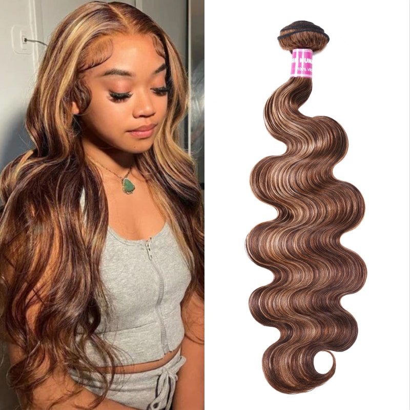 Nadula 1 Bundle Body Wave Straight And Curly Hair Weave Piano Honey Blond Highlight Color For Sale