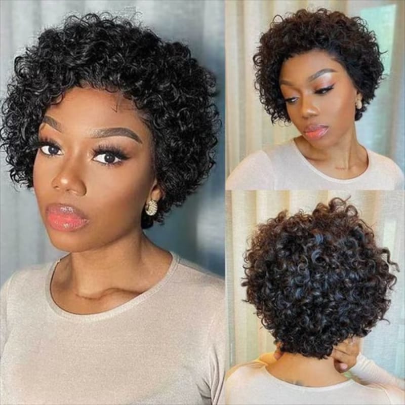 Nadula Free Wig For Order $359+ Short Afro Curly Human Hair Wigs Glueless Machine Made Wigs