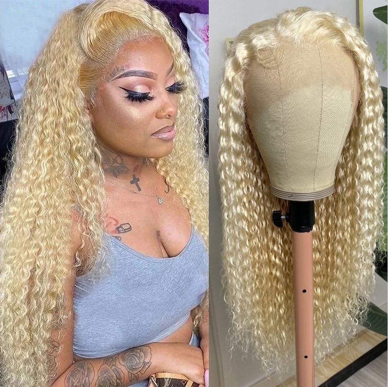 Price Dropped | Nadula 613 Blond Jerry Curly Lace Frontal Wig 13x4 Transparent Lace Human Hair Wig With Baby Hair