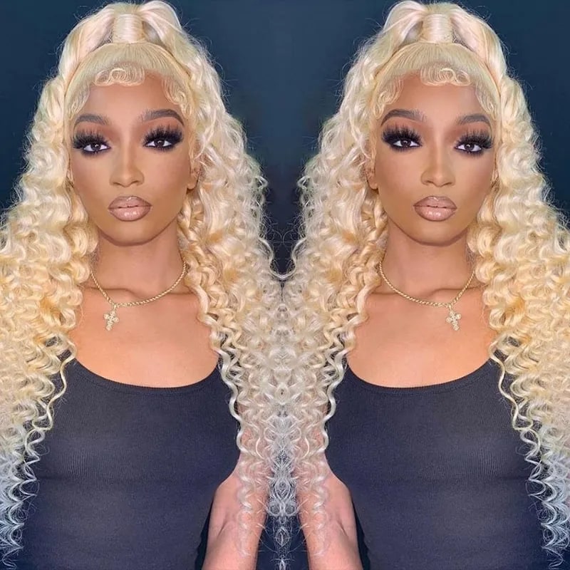 Nadula 13X4 Lace Front 613 Blond Deep Wave Wig With Super Natural Hairline