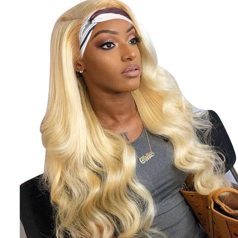 Nadula Flash Deal 613 Blonde Color Headband Scarf Wigs Virgin Human Hair Body Wave Wigs 150% Density