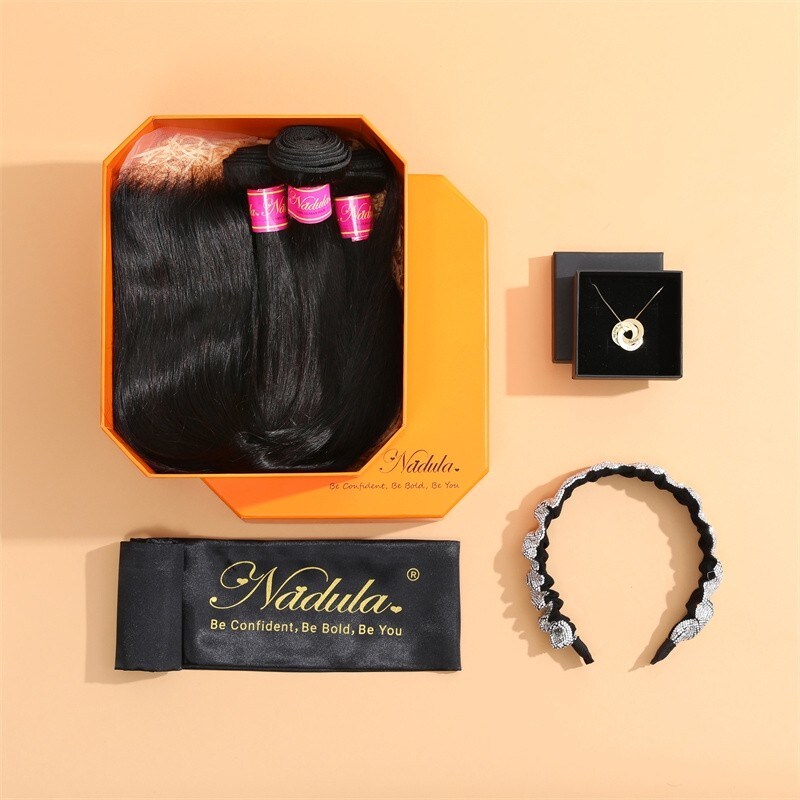 Nadula High-quality Virgin Hair 3 Bundles Straight Hair With 1 Pc 4*4 inch Closure Exquisite Ceremony Package