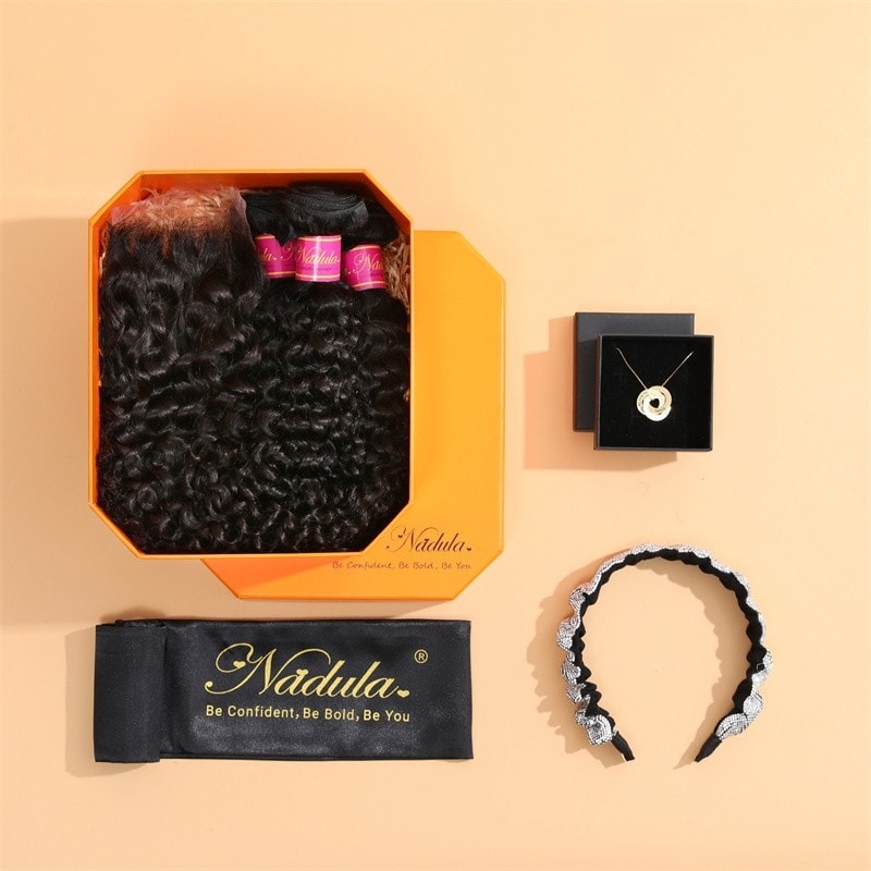 Nadula 8A High-quality Curly Hair Bundle 3 Bundles With 1 PC Closure Exquisite Ceremony Package