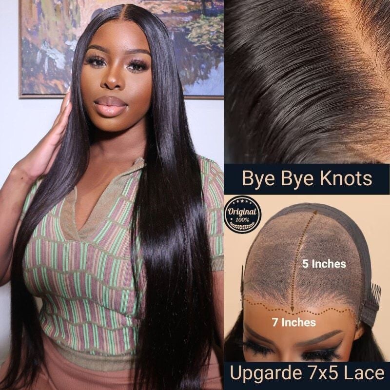 Nadula Flash Deal Straight Middle 4x0.75 T Part Lace and 7x5 Lace Closure Wigs Pre Plucked