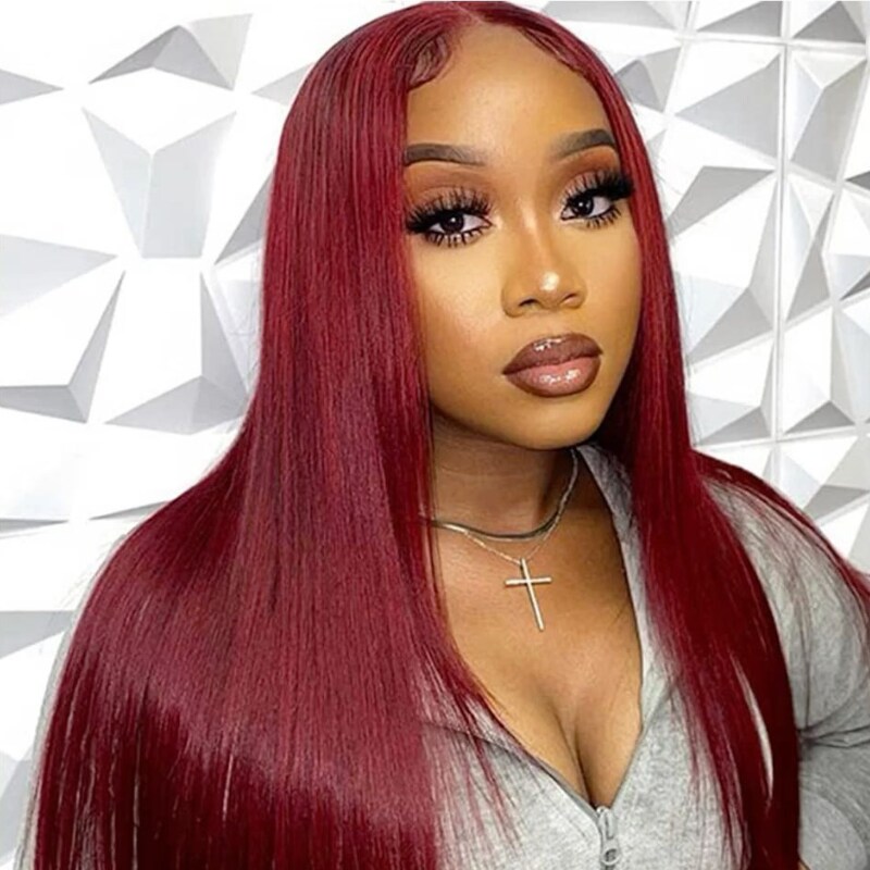 Nadula Sprcial Offer Colored Wigs Burgundy 99J Straight Lace Front Wigs Red Wine Color