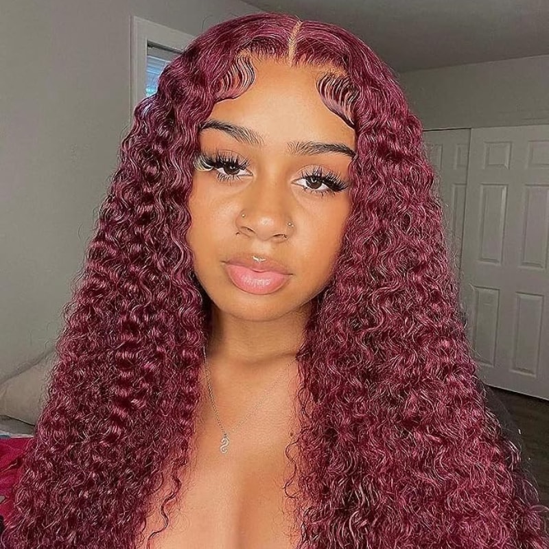 Nadula 99J Colored Jerry Curly Human Hair Wig Pre Plucked