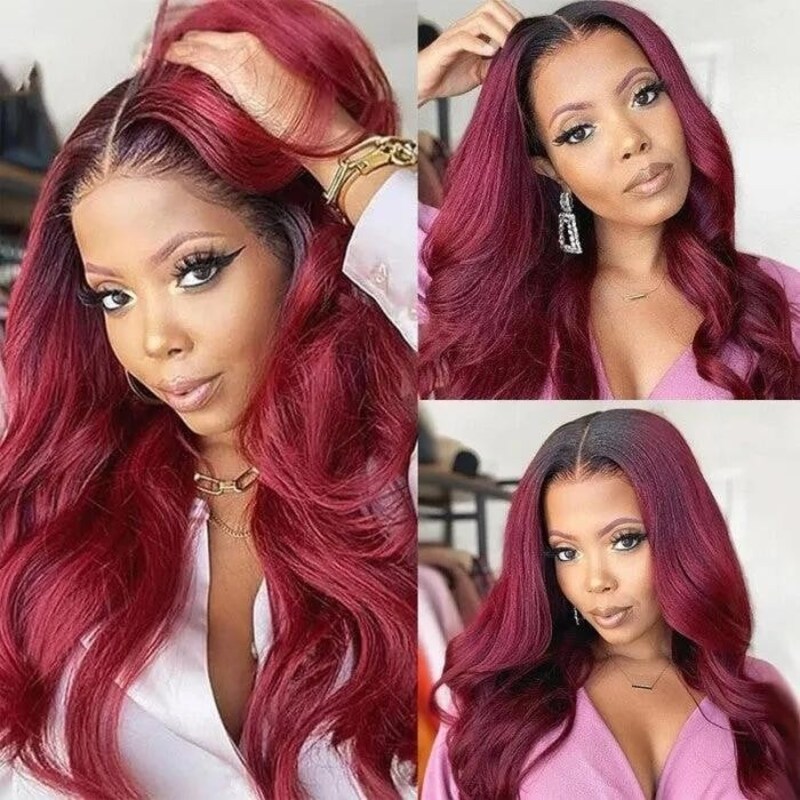 Nadula Flash Deal 24 Inch Body Wave Highlight Copper Red With Dark Roots U Part Wigs