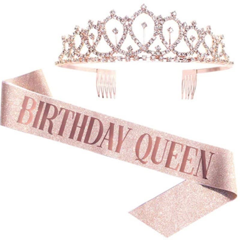 Nadula Member Exclusive Birthday Gift Pink Birthday Party Shoulder Strap Crown Set Only Birthday Month Available Ship With Hair Order