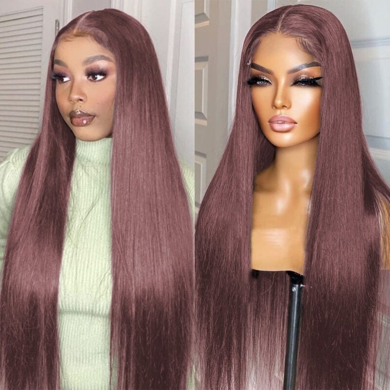 [Long Hair=$139] Nadula Clearance Sale 13x4 Lace Front Chocolate Brown Hair Straight Human Hair Wigs