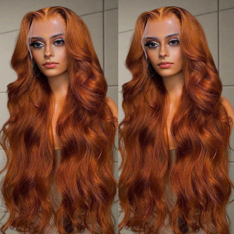 Nadula Copper Brown Body Wave 13x4 Lace Frontal Wig Pre-plucked Colored Human Hair Wigs