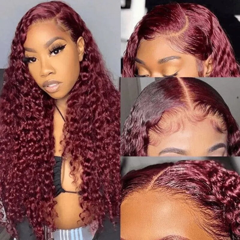 Nadula Pre Cut Lace Jerry Curly 99J Burgundy Wear and Go Wig Pre Plucked