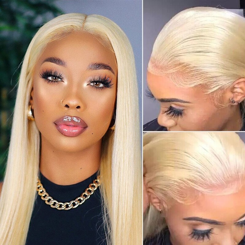 Nadula High Quality 100% Human Hair Transparent Lace Front Wigs Natural 613 Color 150% Density Straight Wigs