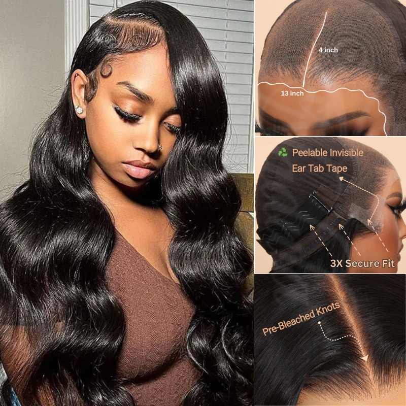 Nadula Flash Sale 13x4 Byebye Glue Front Body Wave Pre-Cut Ear to Ear Lace & Zero-Glue Install Lace Front Wig