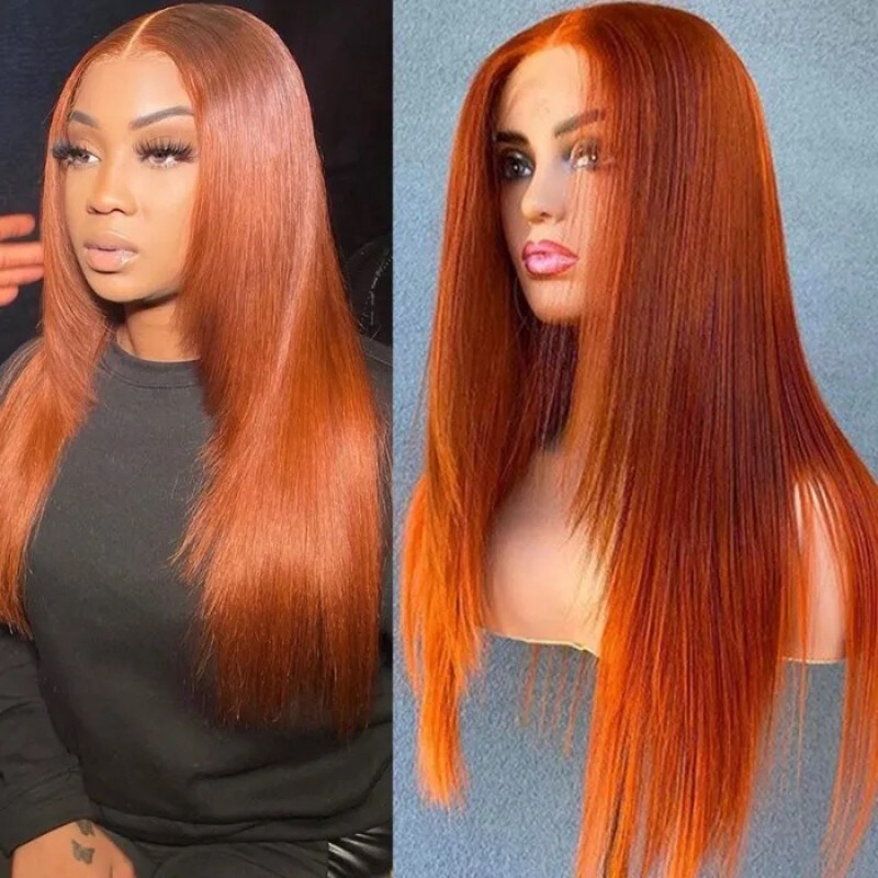 [All Inches=$139] Nadula Flash Deal Ginger Layered Cut Lace Front Wigs For Women Face Framing Burnt Orange Straight