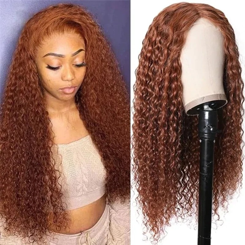 Nadula #30 Ginger Color Jerry Curly 13*4 Lace Front Wig 130% Density Medium To Thick Pre Plucked Affordable Wig