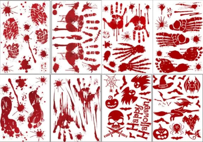 Nadula Halloween Free Gift Footprint and Handprints Bloody Wall Stickers