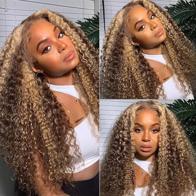 Extra 50% Off Code HALF50 | Nadula Highlight Brown Jerry Curly Human Hair Wig