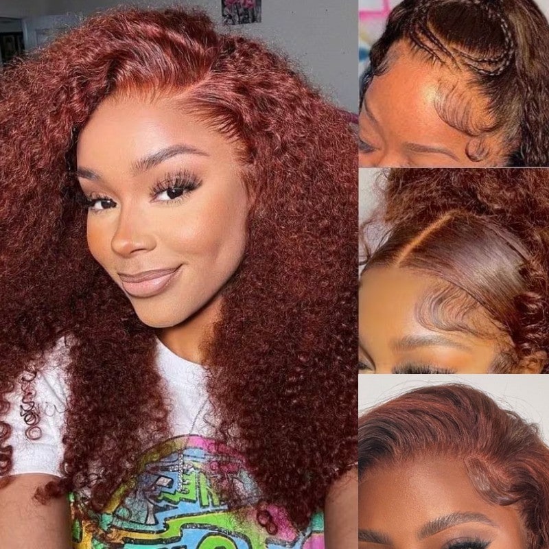 Nadula Bye Bye Knots Wig |7x5 Reddish Brown Color 4C Curly Pre Bleached Invisible Knots Glueless Wig