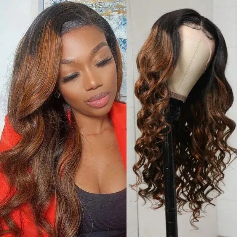Nadula Whatsapp Flash Deal 13*4 Lace Front 180% Density Highlight Ombre Body Wave Human Hair Wigs