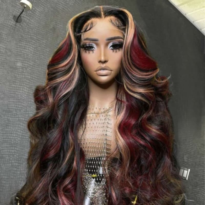 Bye Bye Knots Wig 2.0™ | Nadula 7x5 Loose Wave Multi Blonde And Red Color Highlights Invisible Knots Wigs Put On And Go