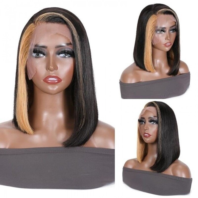 Nadula Honey Brown Highlight Bob Wig  Straight Lace Front Ombre Wigs