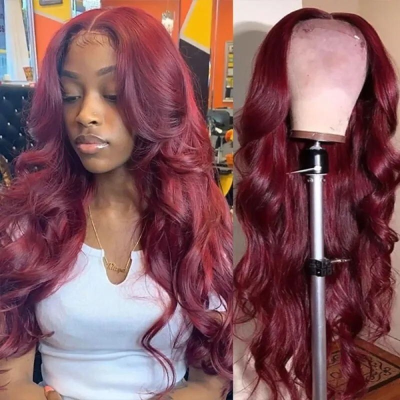 Nadula Flash Sale 99J Colored Curly Human Hair Wig Pre Plucked Afforable Human Hair Wig Burgundy Lace Wigs For Women
