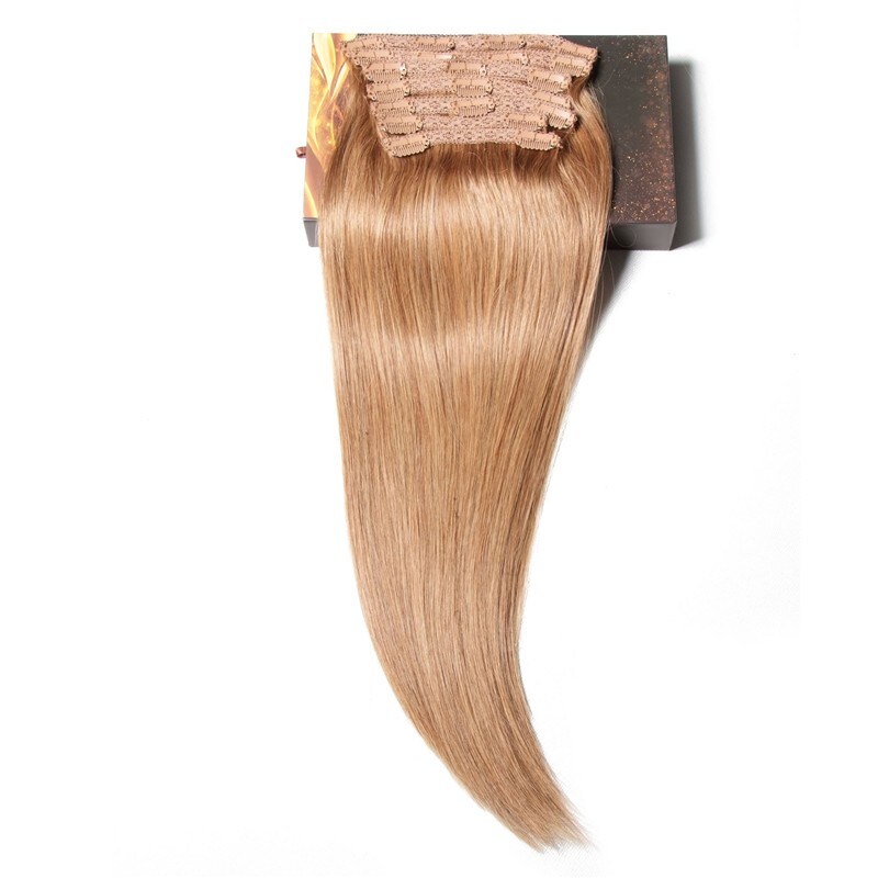 Nadula #12 Light Brown 100%  Human Hair Clip In Hair Extensions Full Head
