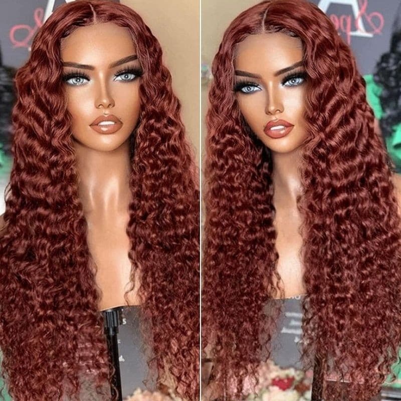 Nadula 13*4 Lace Front Jerry Curly Wig Reddish Brown Dark Auburn Color Affordable Price For Sale