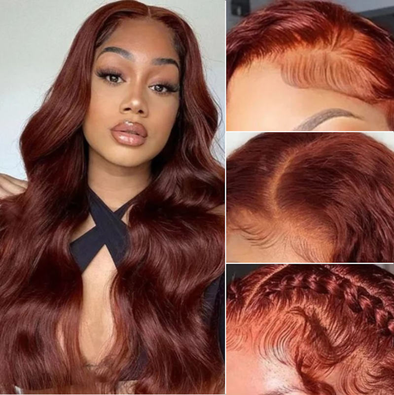 Nadula Caramel Red Afforable Body Wave Lace Front Colored Wig 150% Density