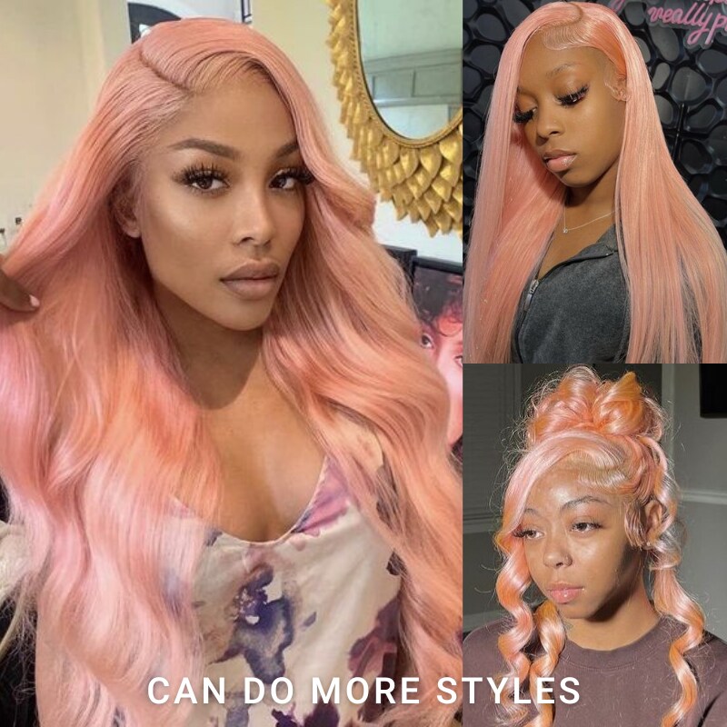 [All Inches=$139] Nadula Clearance Sale 13x4 Lace Front 180% Density Rose Gold Pink Loose Wave Human Hair Wig