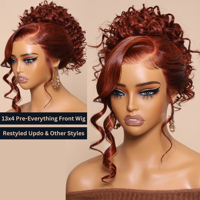 Pre-Everything Frontal Wig | Nadula 13x4 Lace Front Reddish Brown Body Wave Real Ear to Ear Lace Put on and Go Color Wig