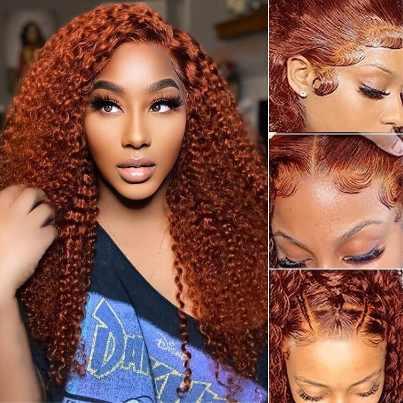 【22 Inches = $139】Nadula #30 Ginger Color Jerry Curly Lace Frontal Wig