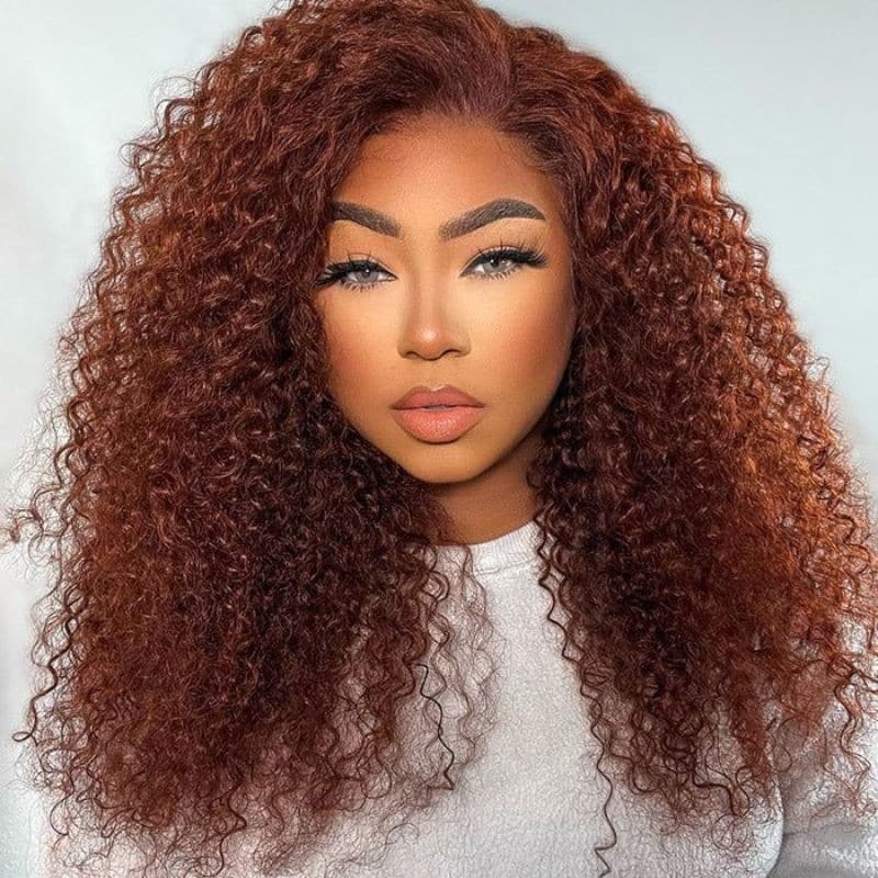 Pre everything Wig 2.0™| Nadula 13x4 Transparent Lace #30 Ginger Color Jerry Curly Put on and Go Frontal Wig
