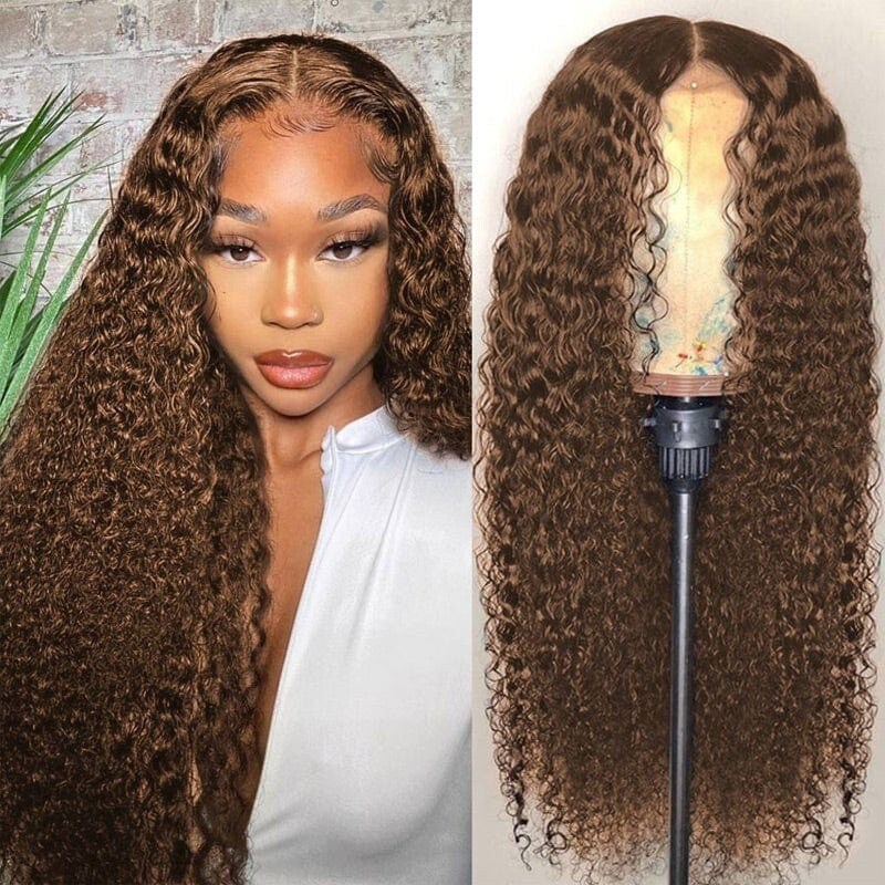 Nadula Flash Deal  4# Brown Color Curly Human Hair Wigs For Sale