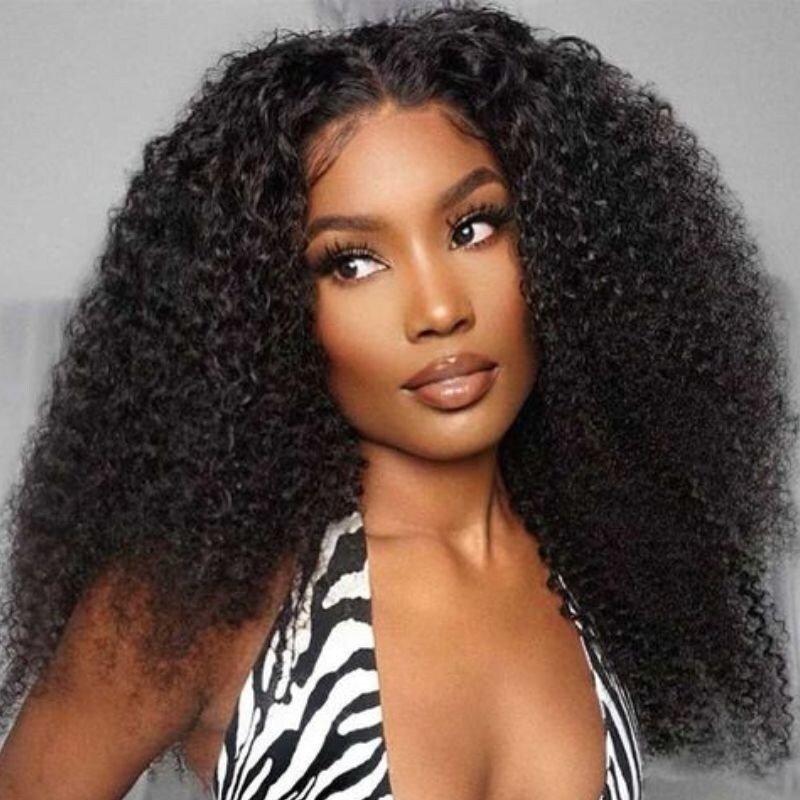 Nadula Clearance Sale 4x4 Lace Closure Wig Afro Kinky Curly Natural Color Wig 150% Density