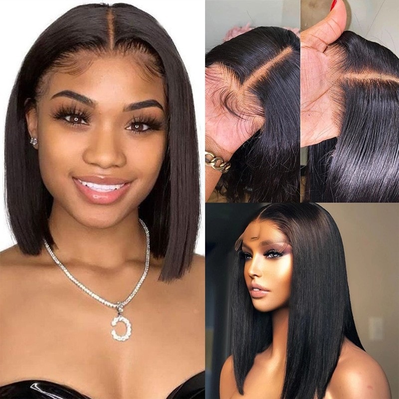 Nadula Straight Bob Wig 150% Density 4×4 Inch Lace Closure Wig Pre Plucked Natural Hairline