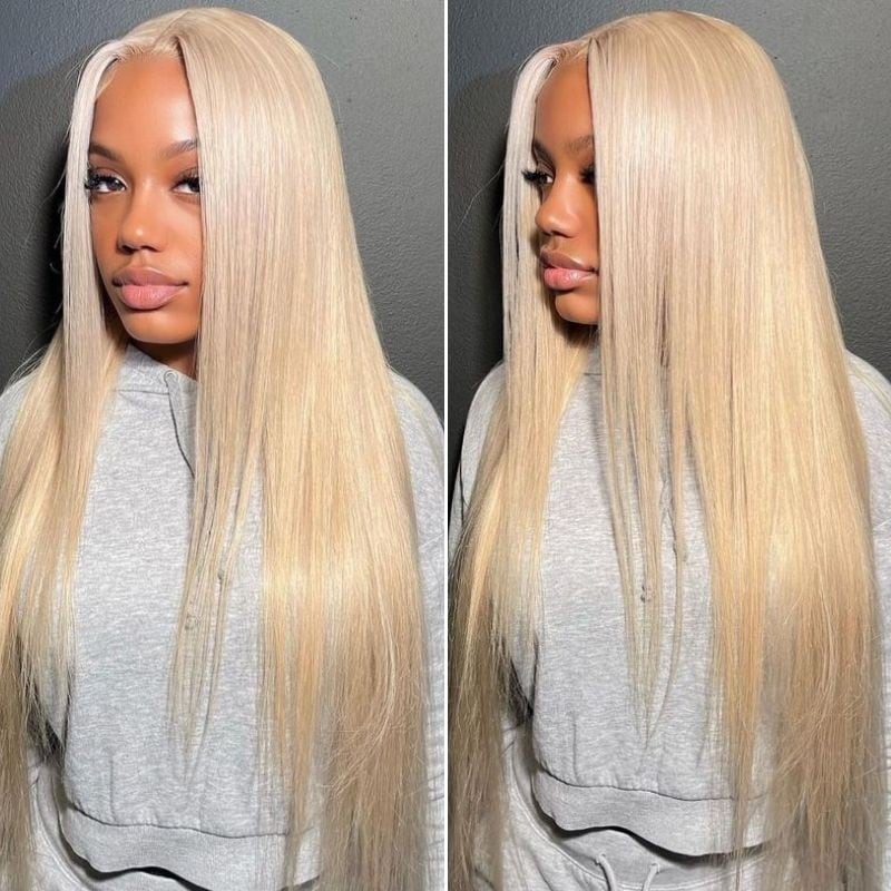 Nadula 613 Blond Bone Straight Layered Haircut Wig Transparent Lace Frontal and HD Lace Closure Wig