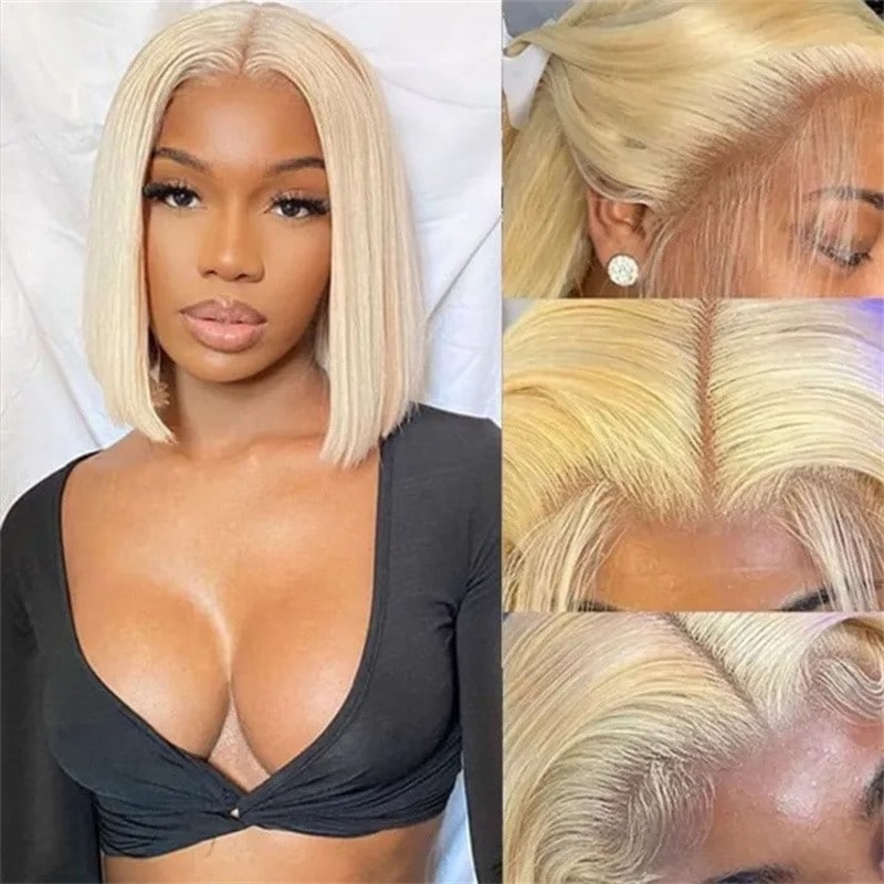 Nadula Short 613 Blonde Bob Wig Human Hair 13x4 Transparent Lace Front Wig