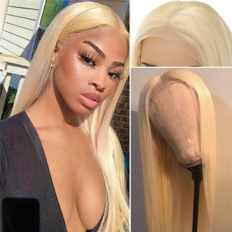 Nadula Virgin Human Hair Wig Transparent Lace Front Wigs 613 Color 150% Density Straight Wigs