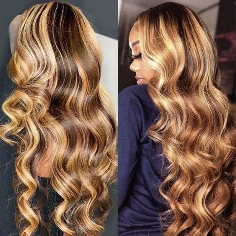 Nadula 6x4.5 Pre-cut Lace Wear and Go Honey Blonde Highlight Body Wave 150% Density Wig For Beginners 