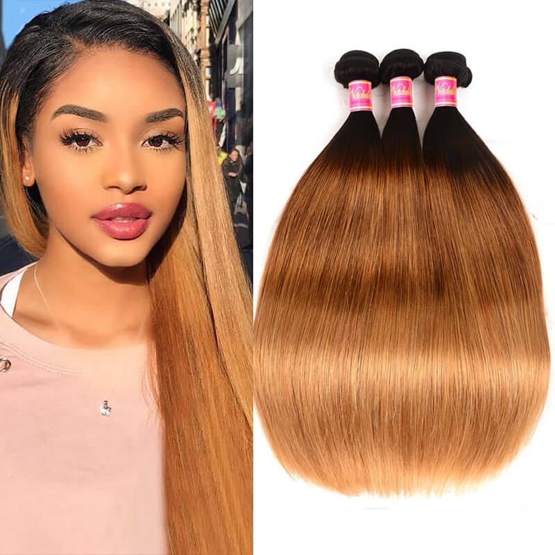 Nadula Cheap Ombre Straight Hair Weave 3 Bundles 3 Tone Color