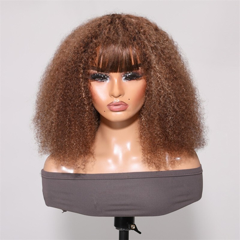 Nadula Honey Blonde Afro 4C Kinky Coily Curly Wear and Go Wig With Bangs